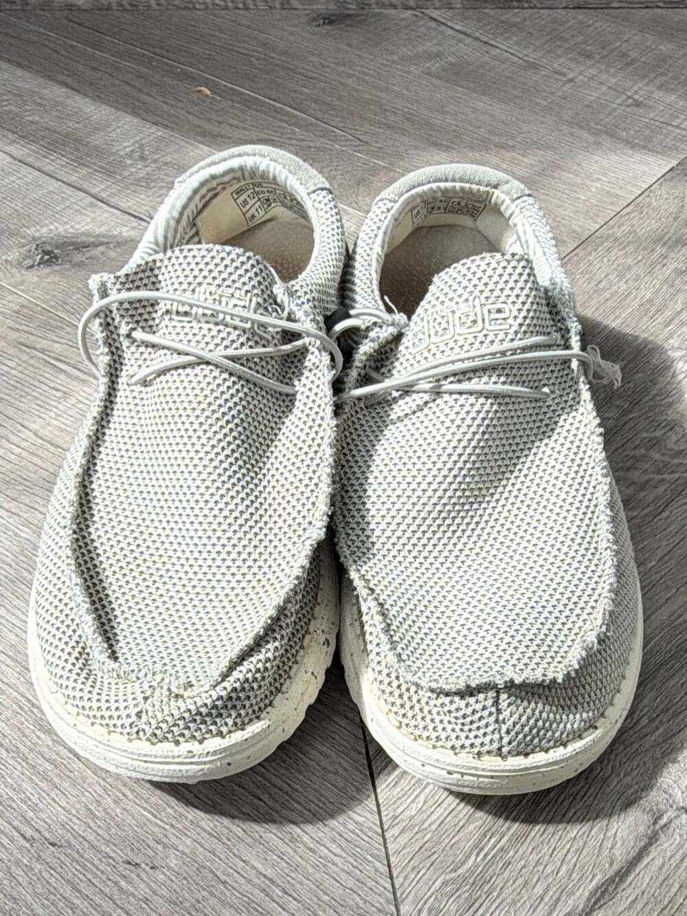 Hey Dude Wally Sox Men's Casual Slip-On Shoes White Stone Size 12